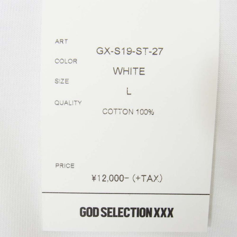 ゴッドセレクショントリプルエックス GX-S19-ST-27 バックプリント ロゴ Tシャツ ホワイト系 L【新古品】【未使用】【中古】