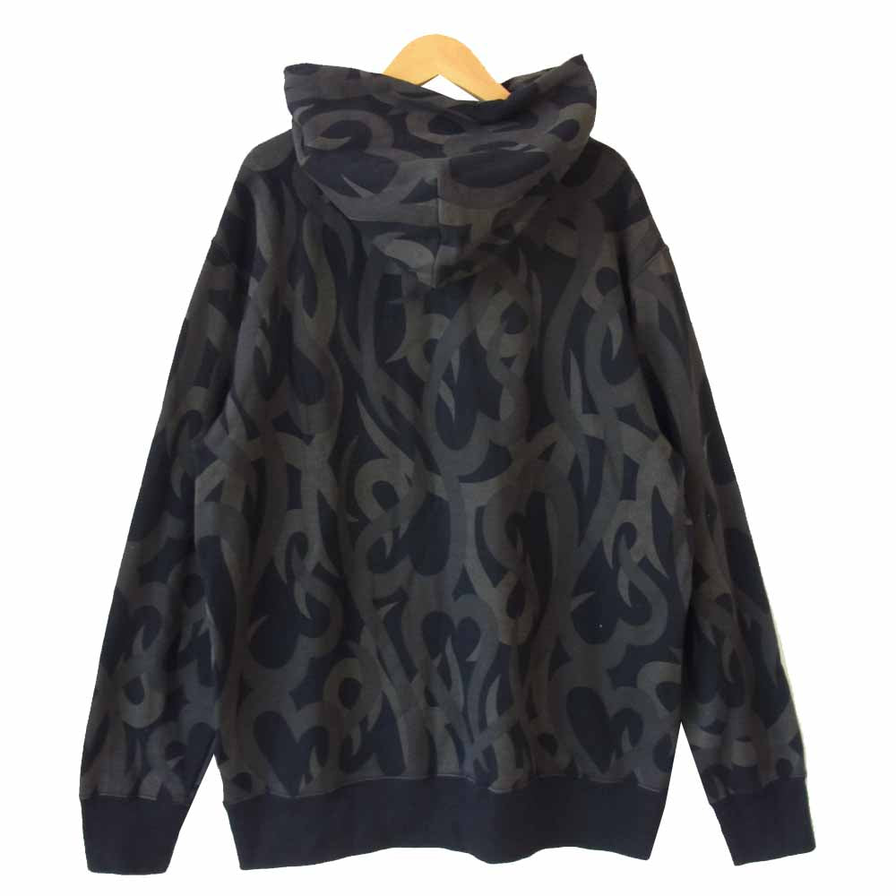 ゴッドセレクショントリプルエックス × NUMBER(N)INE ナンバーナイン トライバル ボックスロゴ プルオーバー パーカー ブラック系 5【美品】【中古】