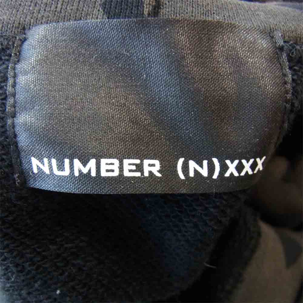 ゴッドセレクショントリプルエックス × NUMBER(N)INE ナンバーナイン トライバル ボックスロゴ プルオーバー パーカー ブラック系 5【美品】【中古】