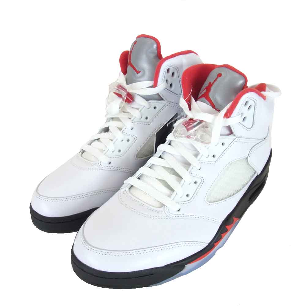 NIKE AIR JORDAN ナイキ ジョーダン da1911-102 5 RETRO AJ5 TRUE WHITE FIRE RED スニーカー【極上美品】【中古】