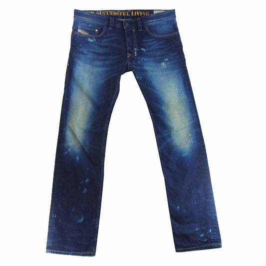 DIESEL ディーゼル ダメージ ストレート ボタンフライ  インディゴブルー系 32【中古】