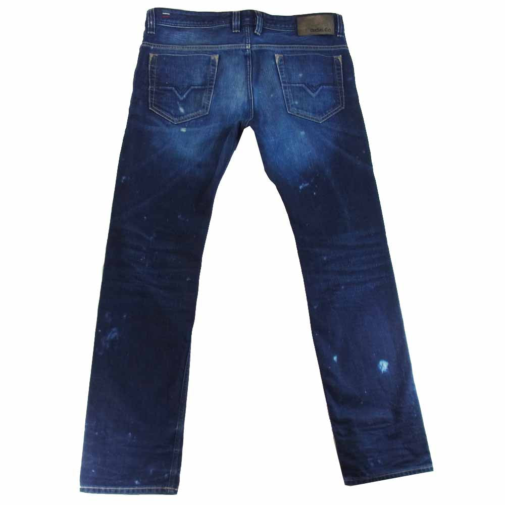 DIESEL ディーゼル ダメージ ストレート ボタンフライ  インディゴブルー系 32【中古】