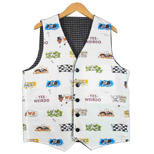 WEIRDO ウィアード WRD-17-AW-09 BICYCLE PLATES VEST リバーシブル ベスト ホワイト系 M【美品】【中古】