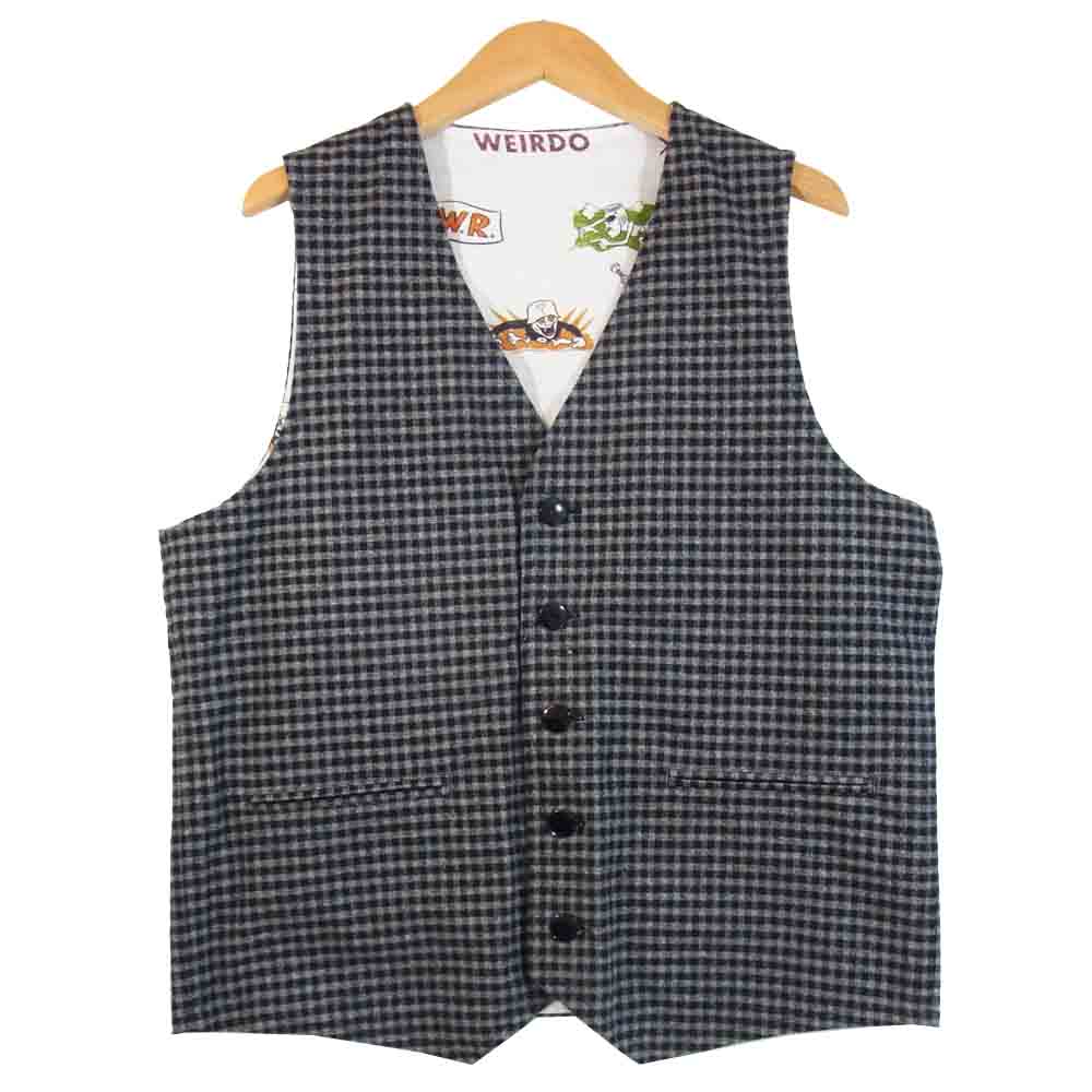 WEIRDO ウィアード WRD-17-AW-09 BICYCLE PLATES VEST リバーシブル ベスト ホワイト系 M【美品】【中古】