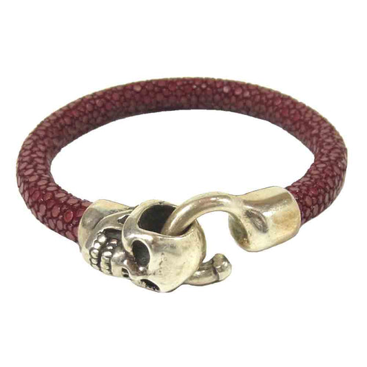 TRAVIS WALKER トラヴィスワーカー スカル スティングレイ ブレスレット シルバー925 レッド系【中古】