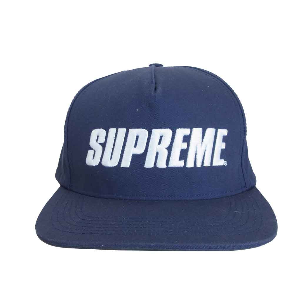 Supreme シュプリーム 16SS Bar Logo 5-Panel バーロゴ ロゴ スナップバック キャップ ネイビー系 ホワイト系【中古】