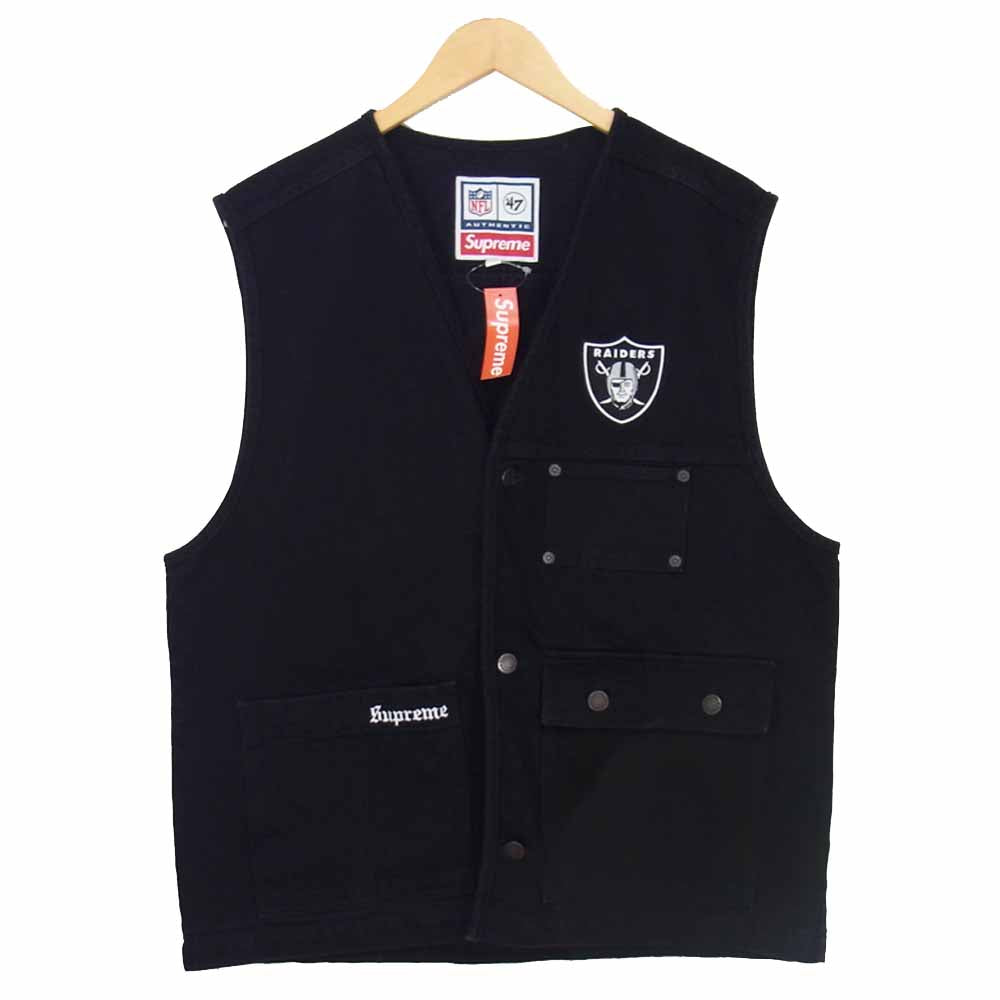 Supreme シュプリーム 19SS NFL Raiders 47 Denim Vest レイダース デニム ベスト ブラック系 ホワイト系 M【新古品】【未使用】【中古】