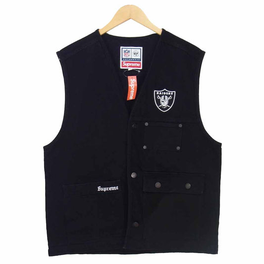 Supreme シュプリーム 19SS NFL Raiders 47 Denim Vest レイダース デニム ベスト ブラック系 ホワイト系 M【新古品】【未使用】【中古】