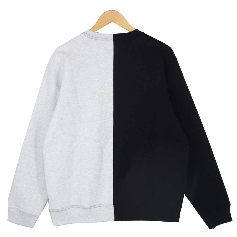 Supreme シュプリーム 18AW  01687500201 Split Crewneck Sweatshirt スプリット クルーネック スウェット シャツ トレーナー アーチロゴ バイカラー  ブラック系 グレー系 M【新古品】【未使用】【中古】