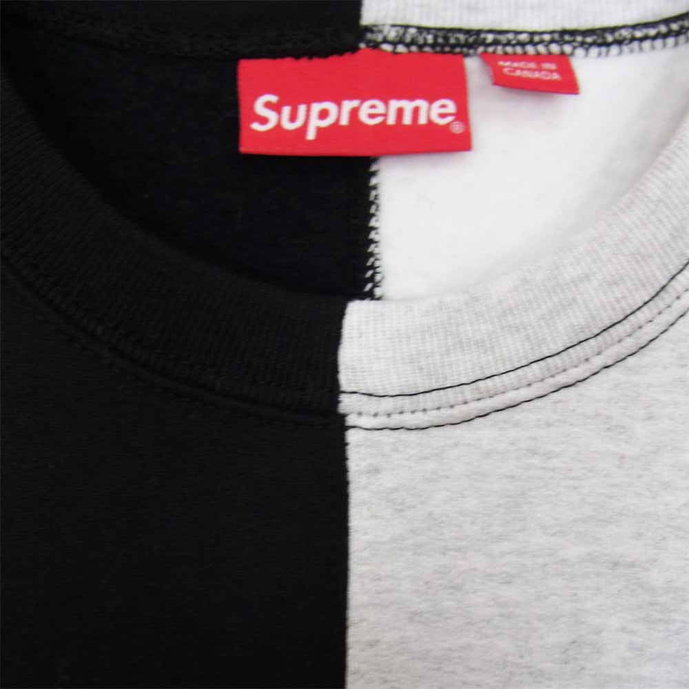 Supreme シュプリーム 18AW  01687500201 Split Crewneck Sweatshirt スプリット クルーネック スウェット シャツ トレーナー アーチロゴ バイカラー  ブラック系 グレー系 M【新古品】【未使用】【中古】