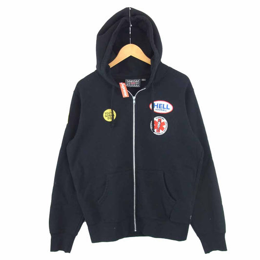 Supreme シュプリーム 17AW × HYSTERIC GLAMOUR Patches Zip Up Sweatshirt ヒステリックグラマー ジップパーカー ブラック系 ブラック系 M【新古品】【未使用】【中古】