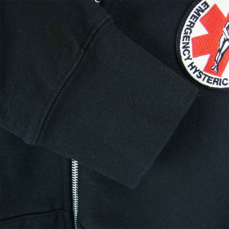 SUPREME シュプリーム 17AW × HYSTERIC GLAMOUR Patches Zip Up Sweatshirt × ヒステリックグラマー パッチーズ ジップアップパーカー ブラック
