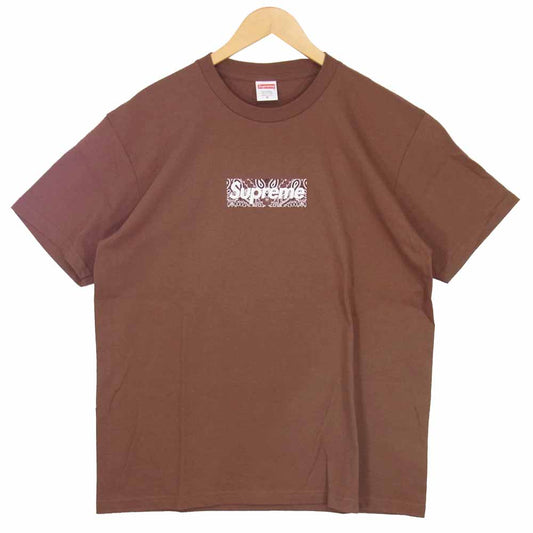 Supreme シュプリーム 19AW Bandana Box Logo Tee バンダナ ボックス ロゴ Tシャツ ペイズリー ブラウン ブラウン系 ブラウン系 M【新古品】【未使用】【中古】