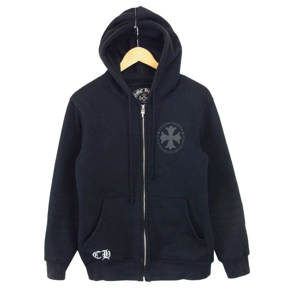 CHROME HEARTS クロムハーツ（原本無） 国内正規品 USA製 裏地サーマル ダガージップ クロスプリント パーカー ブラック系 S【中古】