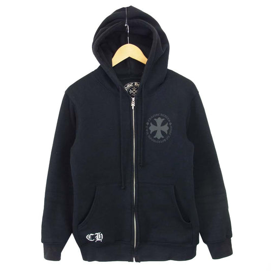 CHROME HEARTS クロムハーツ（原本無） 国内正規品 USA製 裏地サーマル ダガージップ クロスプリント パーカー ブラック系 S【中古】