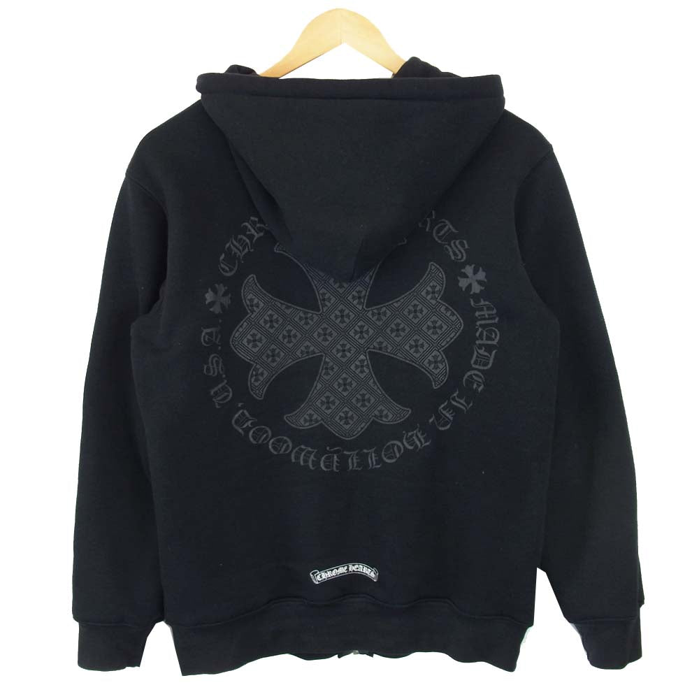 CHROME HEARTS クロムハーツ（原本無） 国内正規品 USA製 裏地サーマル ダガージップ クロスプリント パーカー ブラック系 S【中古】