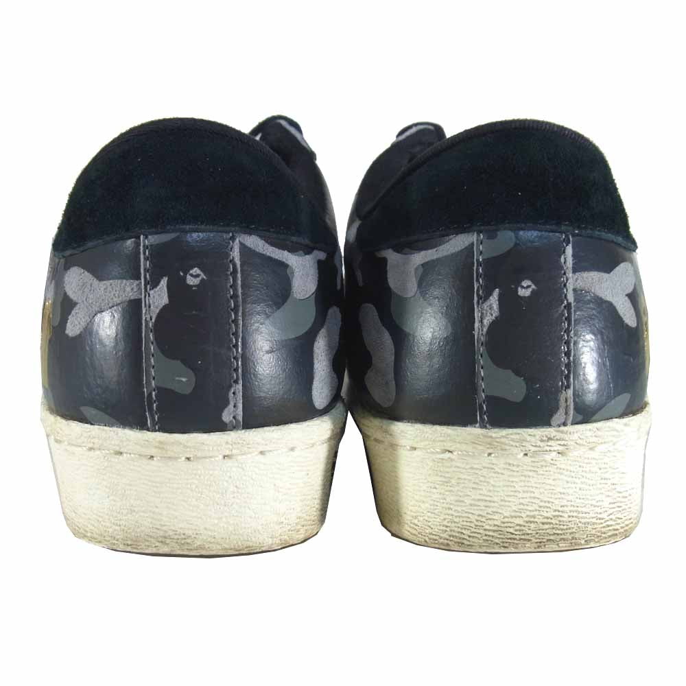 adidas アディダス S74774 × A BATHING APE エイプ UNDEFEATED アンディフィーテッ ド コラボ SUPERSTAR 80V スーパースタ ー カモフラ ブラック系 28cm【中古】