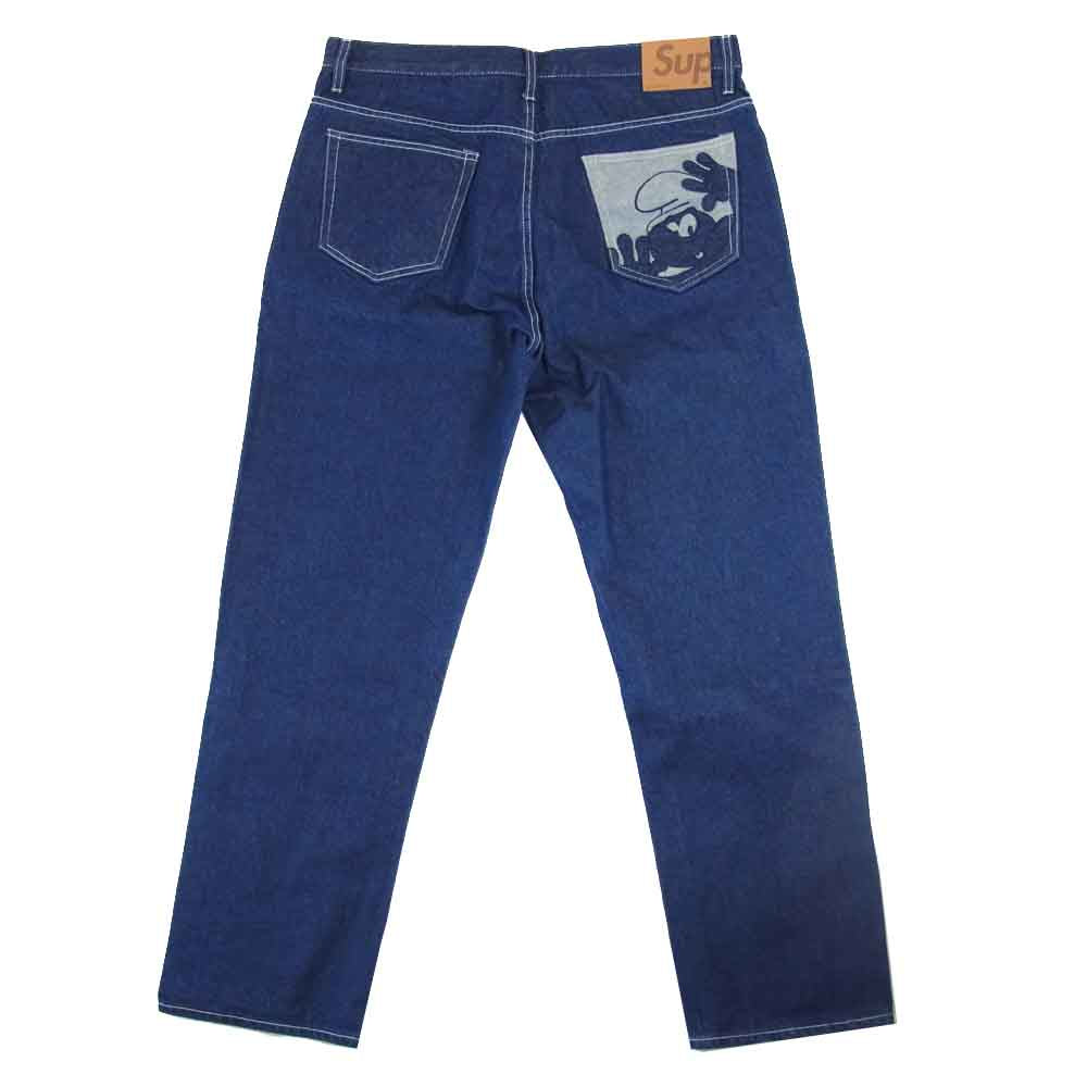 Supreme シュプリーム 20AW Smurfs Regular Jean スマーフ レギュラー ジーンズ ワイド デニム パンツ ボタンフライ ロゴ インディゴブルー系 36【新古品】【未使用】【中古】