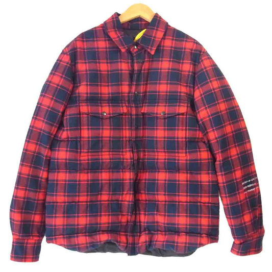 MONCLER モンクレール 18AW ジーニアス フラグメント MORAN ダウン シャツ ジャケット チェック 赤×紺 2【中古】