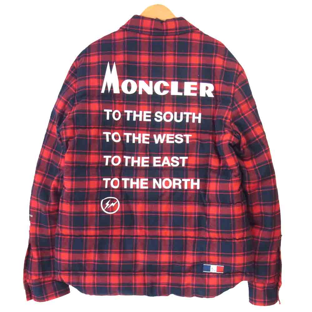 MONCLER モンクレール 18AW ジーニアス フラグメント MORAN ダウン シャツ ジャケット チェック 赤×紺 2【中古】