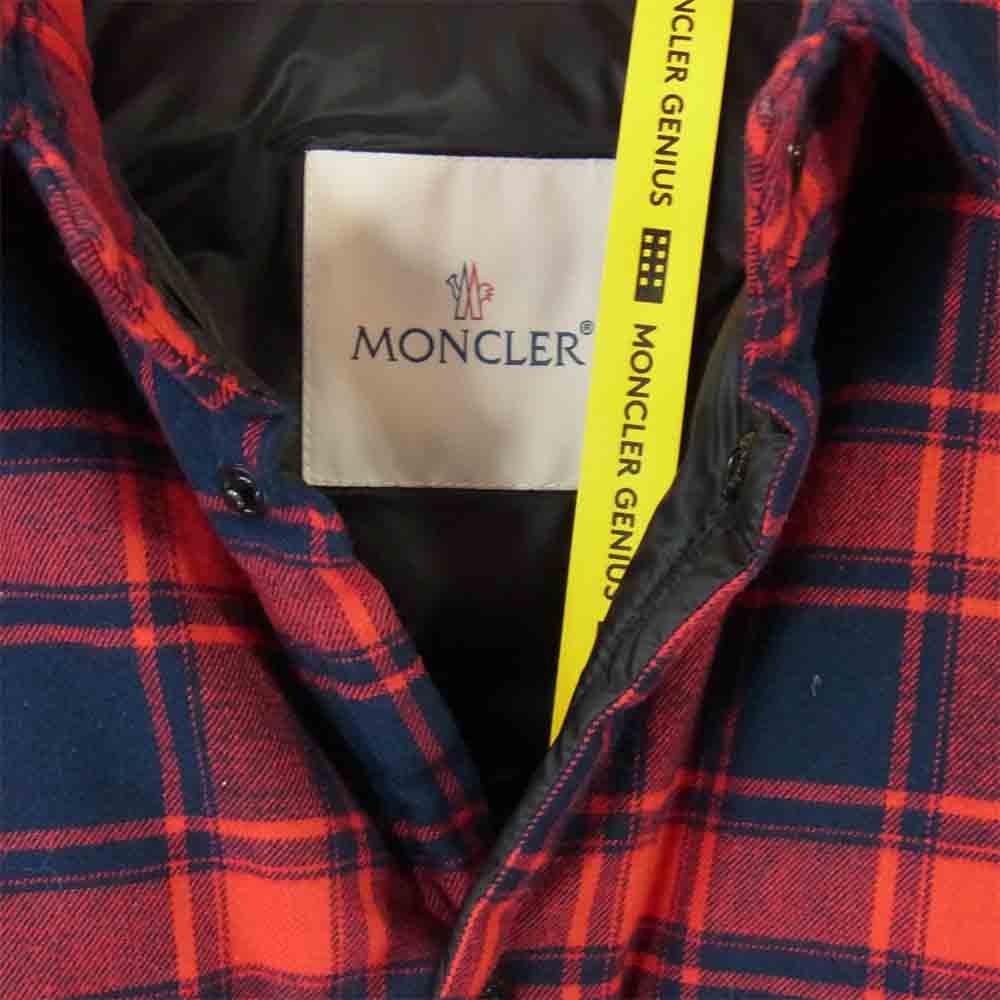MONCLER モンクレール 18AW ジーニアス フラグメント MORAN ダウン シャツ ジャケット チェック 赤×紺 2【中古】
