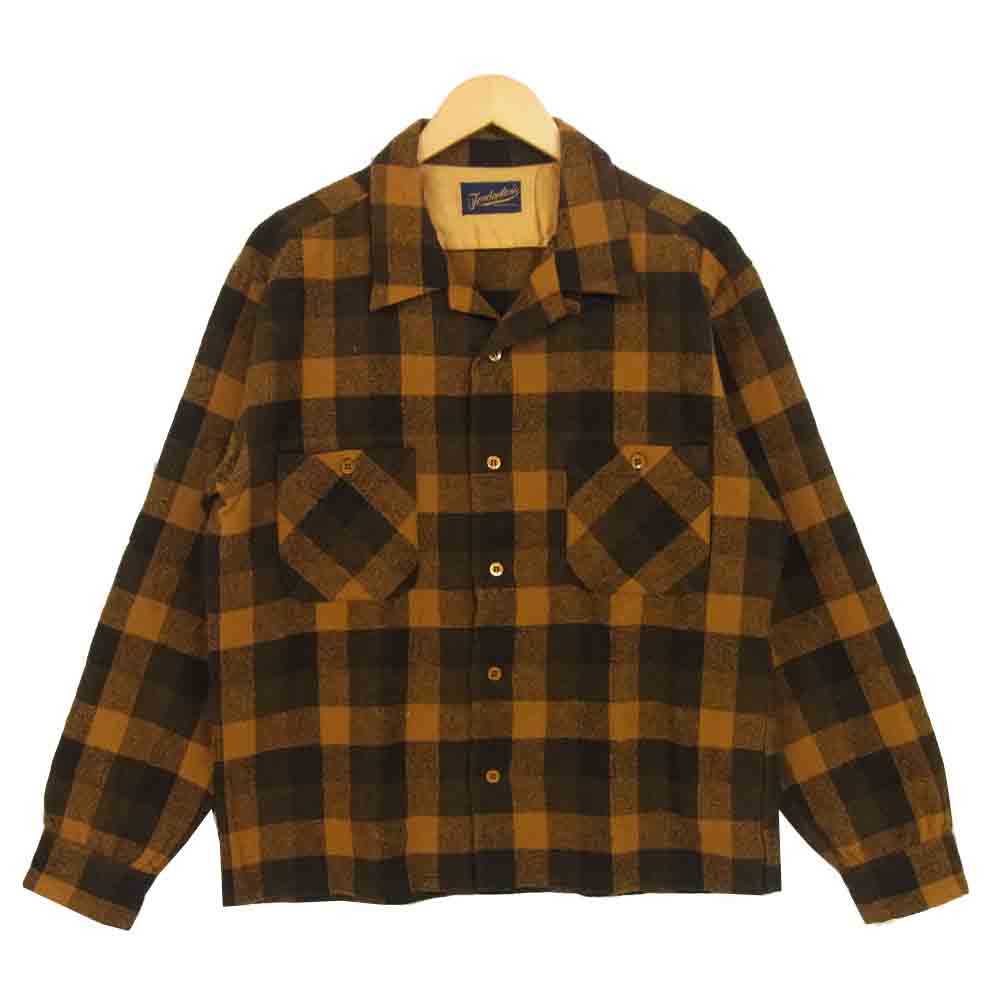 TENDERLOIN テンダーロイン T-CHECK SHT オープンカラー チェック 長袖シャツ マスタード系 L【中古】