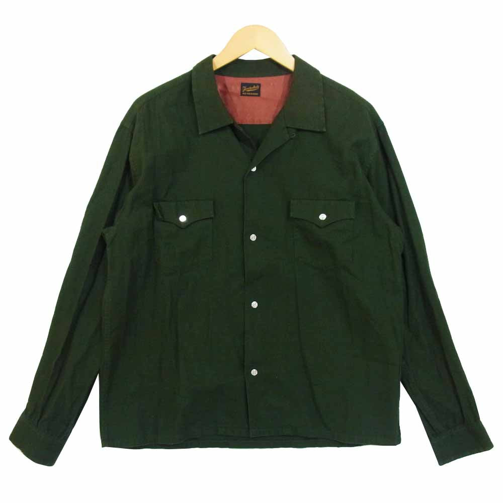 TENDERLOIN テンダーロイン T-CP SHT W コットン ピケ ウエスタン 長袖シャツ グリーン系 L【中古】