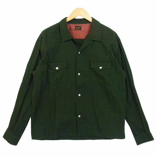 TENDERLOIN テンダーロイン T-CP SHT W コットン ピケ ウエスタン 長袖シャツ グリーン系 L【中古】