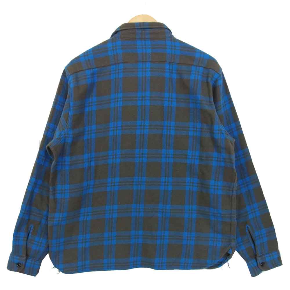 TENDERLOIN テンダーロイン T-WOOL SHT P ブロックチェック ウール 長袖シャツ ブルー×グレー系 L【中古】