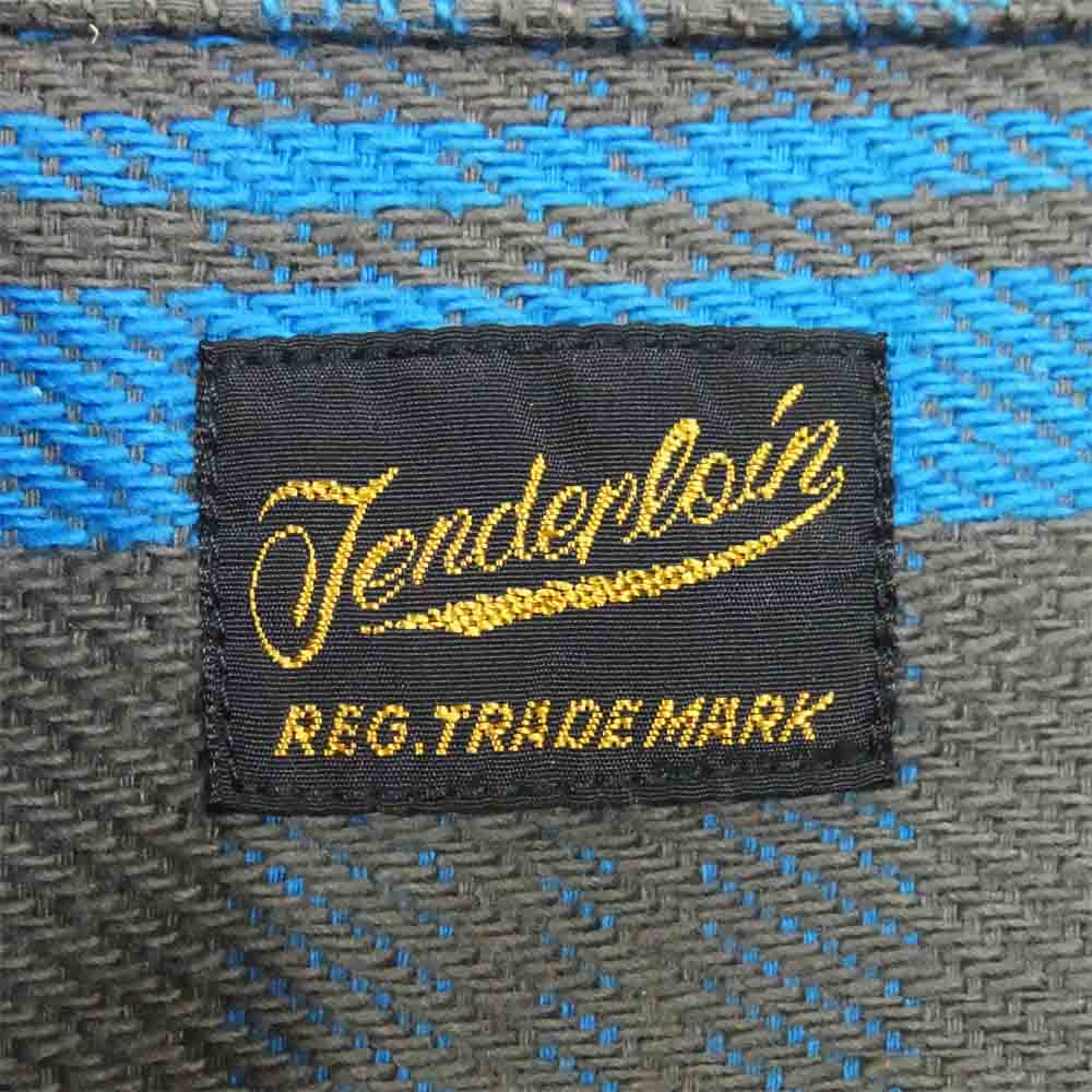 TENDERLOIN テンダーロイン T-WOOL SHT P ブロックチェック ウール 長袖シャツ ブルー×グレー系 L【中古】