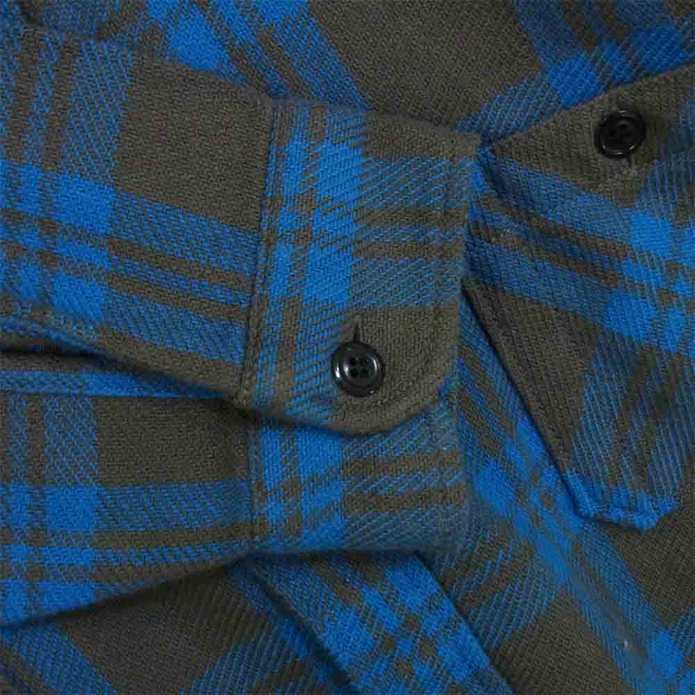 TENDERLOIN テンダーロイン T-WOOL SHT P ブロックチェック ウール 長袖シャツ ブルー×グレー系 L【中古】