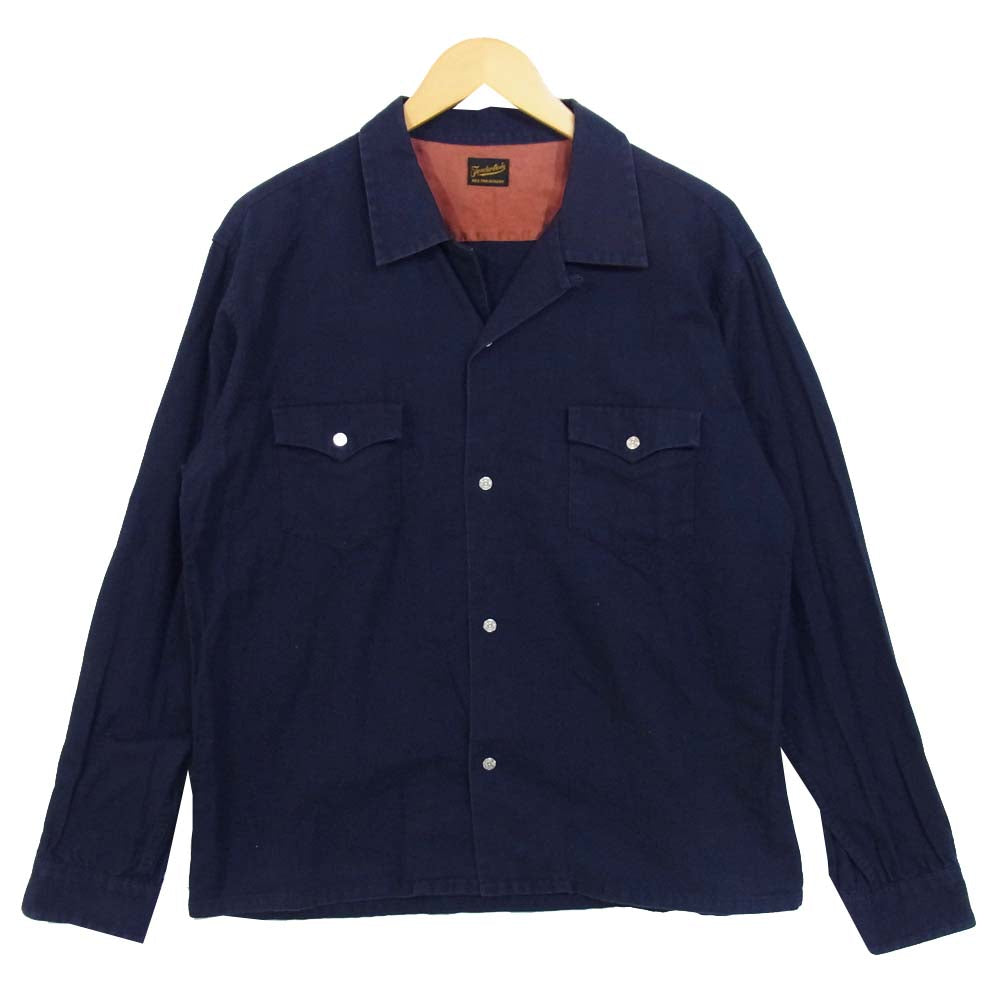 TENDERLOIN テンダーロイン T-CP SHT W コットン ピケ ウエスタン 長袖シャツ ネイビーパープル系 L【中古】