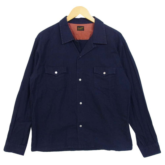 TENDERLOIN テンダーロイン T-CP SHT W コットン ピケ ウエスタン 長袖シャツ ネイビーパープル系 L【中古】