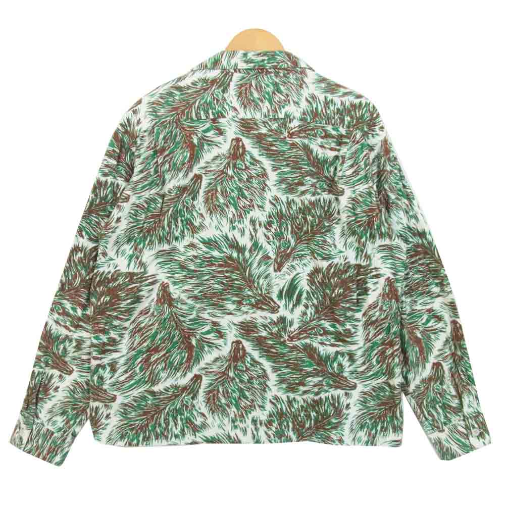 TENDERLOIN テンダーロイン T- PRINT FLANNEL SHT WOLF フランネル ウルフ 長袖シャツ ホワイト×グリーン系 L【中古】