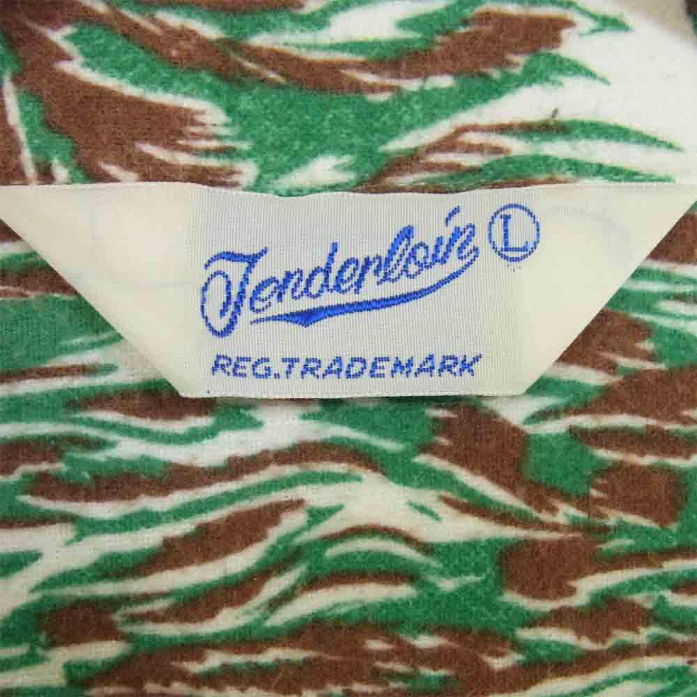 TENDERLOIN テンダーロイン T- PRINT FLANNEL SHT WOLF フランネル ウルフ 長袖シャツ ホワイト×グリーン系 L【中古】