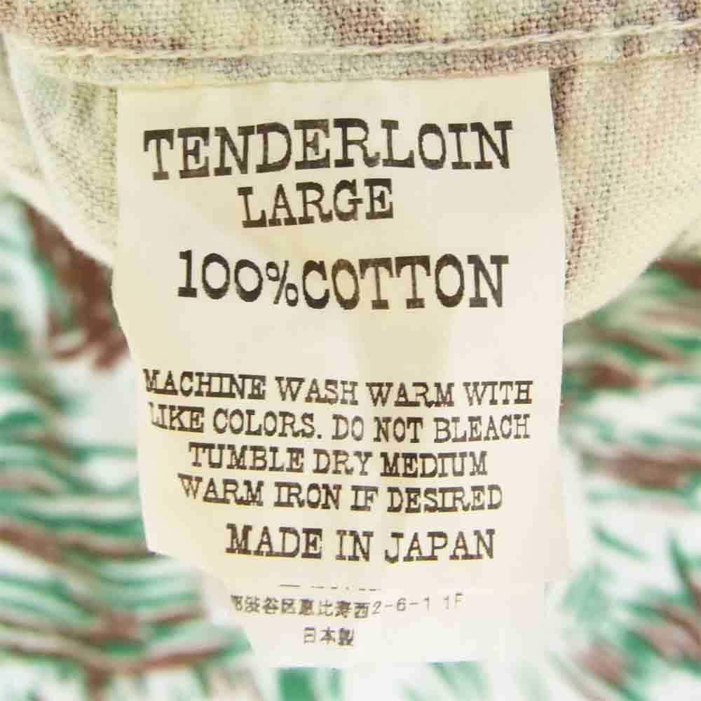 TENDERLOIN テンダーロイン T- PRINT FLANNEL SHT WOLF フランネル ウルフ 長袖シャツ ホワイト×グリーン系 L【中古】