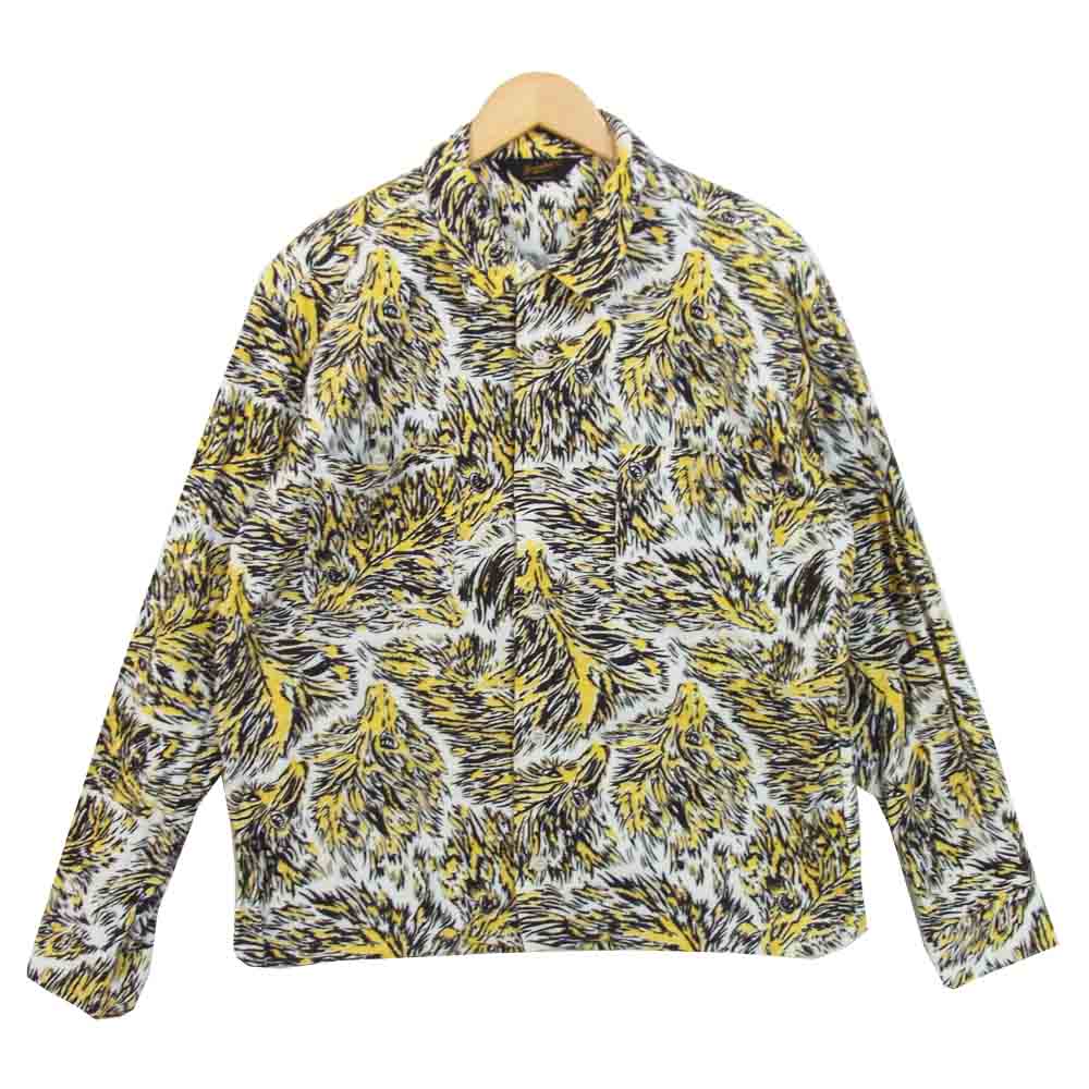 TENDERLOIN テンダーロイン T- PRINT FLANNEL SHT WOLF フランネル ウルフ 長袖シャツ 白黄黒系 L【中古】