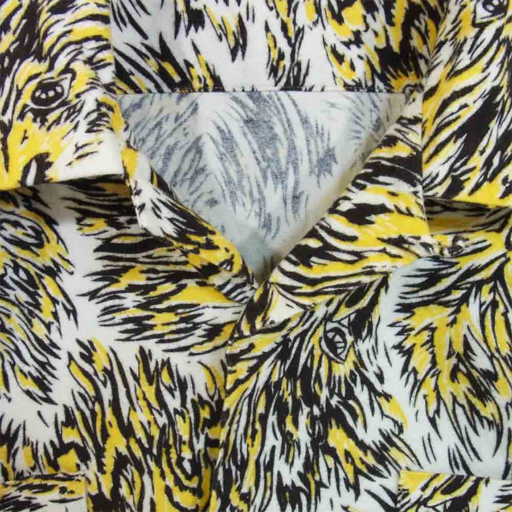 TENDERLOIN テンダーロイン T- PRINT FLANNEL SHT WOLF フランネル ウルフ 長袖シャツ 白黄黒系 L【中古】