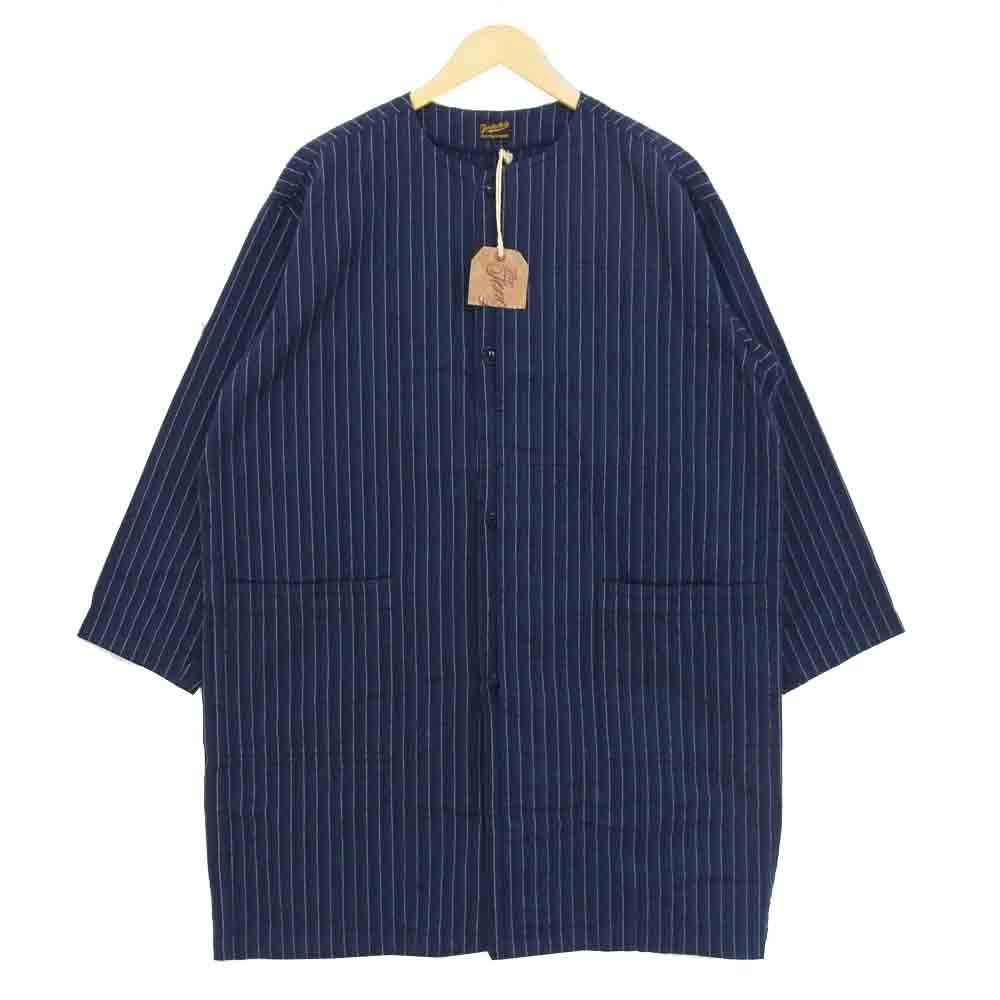 TENDERLOIN テンダーロイン 18AW T-ENGINEER COAT ストライプ ノーカラー エンジニア ネイビー系 S【新古品】【未使用】【中古】