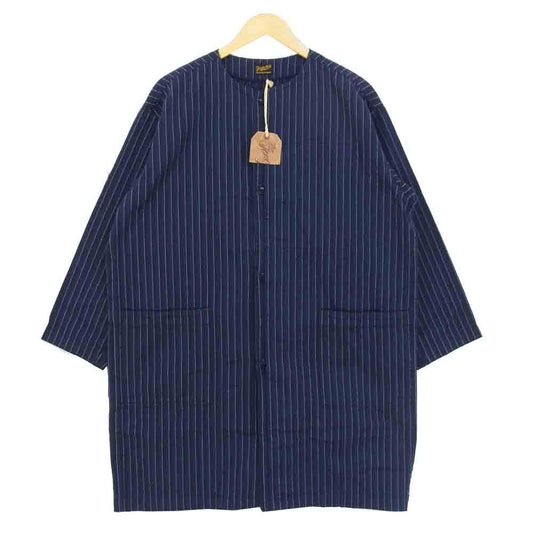 TENDERLOIN テンダーロイン 18AW T-ENGINEER COAT ストライプ ノーカラー エンジニア ネイビー系 S【新古品】【未使用】【中古】
