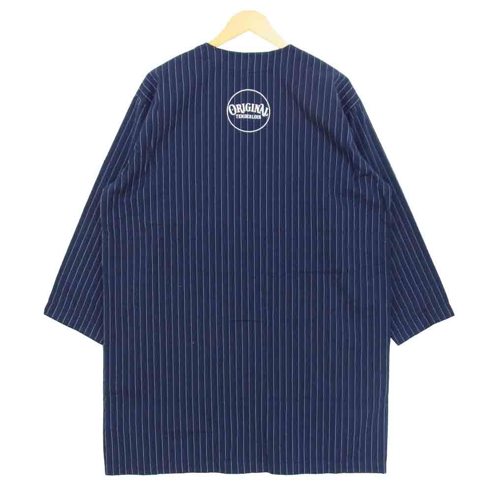 TENDERLOIN テンダーロイン 18AW T-ENGINEER COAT ストライプ ノーカラー エンジニア ネイビー系 S【新古品】【未使用】【中古】