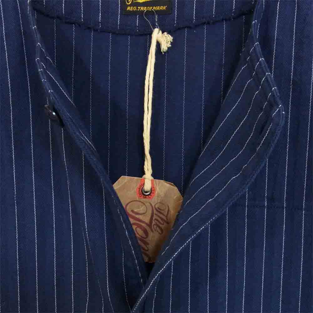 TENDERLOIN テンダーロイン 18AW T-ENGINEER COAT ストライプ ノーカラー エンジニア ネイビー系 S【新古品】【未使用】【中古】