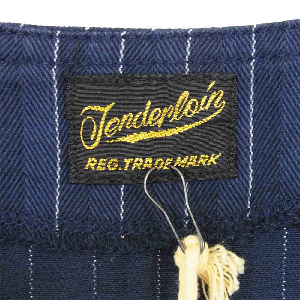 TENDERLOIN テンダーロイン 18AW T-ENGINEER COAT ストライプ ノーカラー エンジニア ネイビー系 S【新古品】【未使用】【中古】