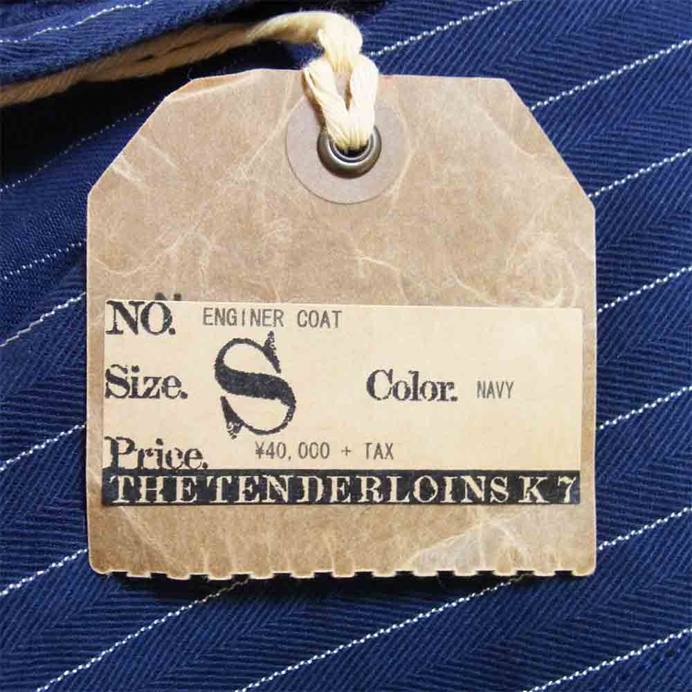 TENDERLOIN テンダーロイン 18AW T-ENGINEER COAT ストライプ ノーカラー エンジニア ネイビー系 S【新古品】【未使用】【中古】