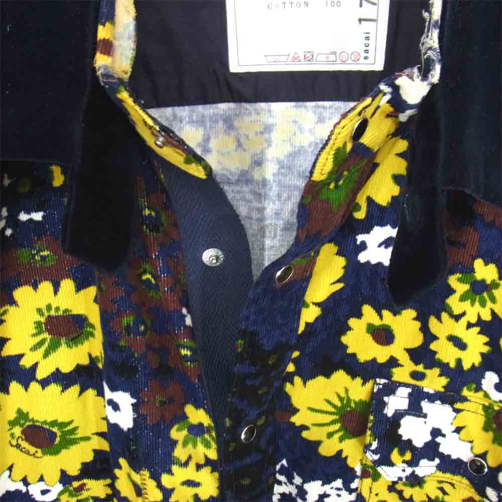最大半額 sacai 19AW Floral Print Shirts コーデュロイ 黒 | www ...