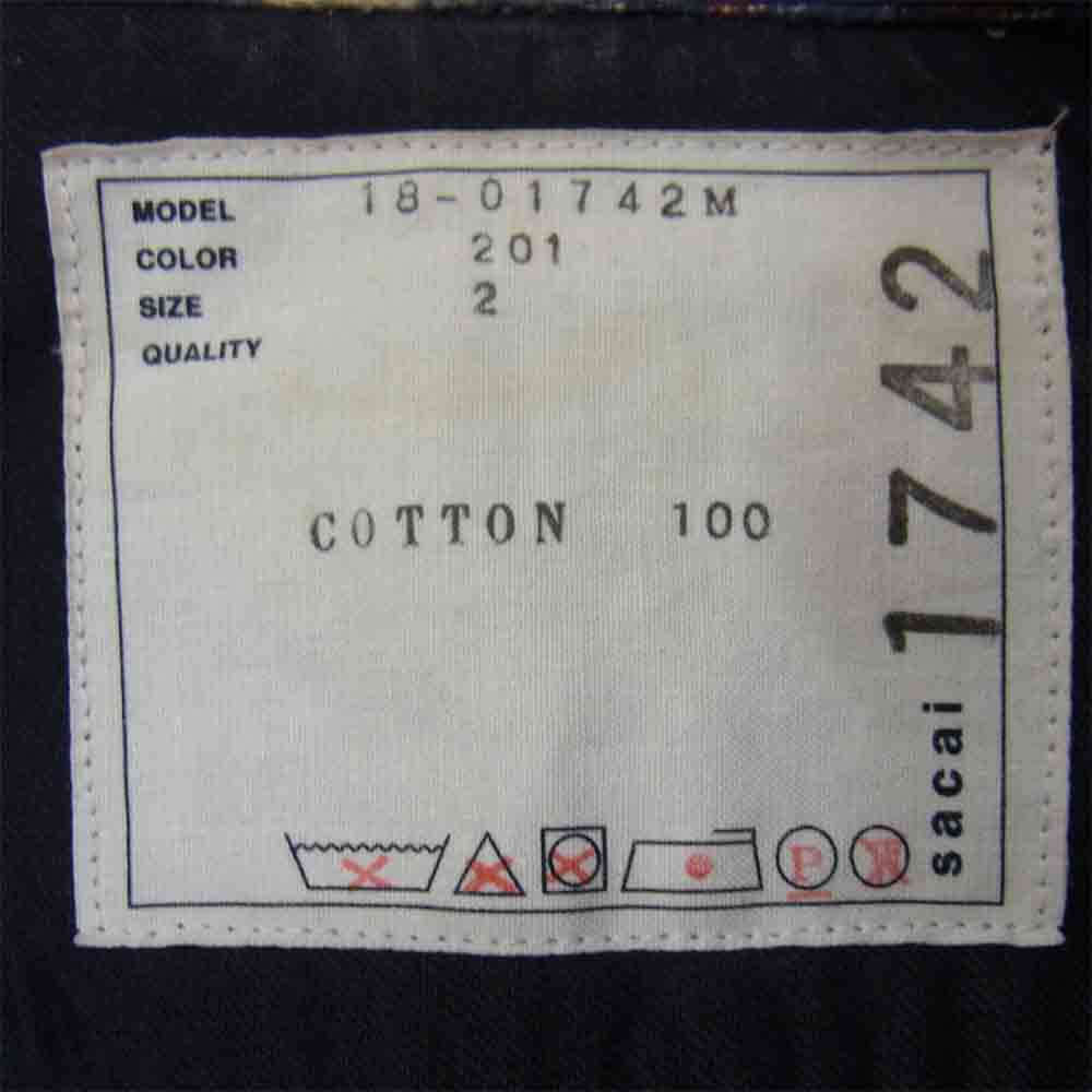 Sacai サカイ 18-01742 Floral-Print Cotton-Corduroy Shirt フラワープリントコットン ネイビー系 2【中古】