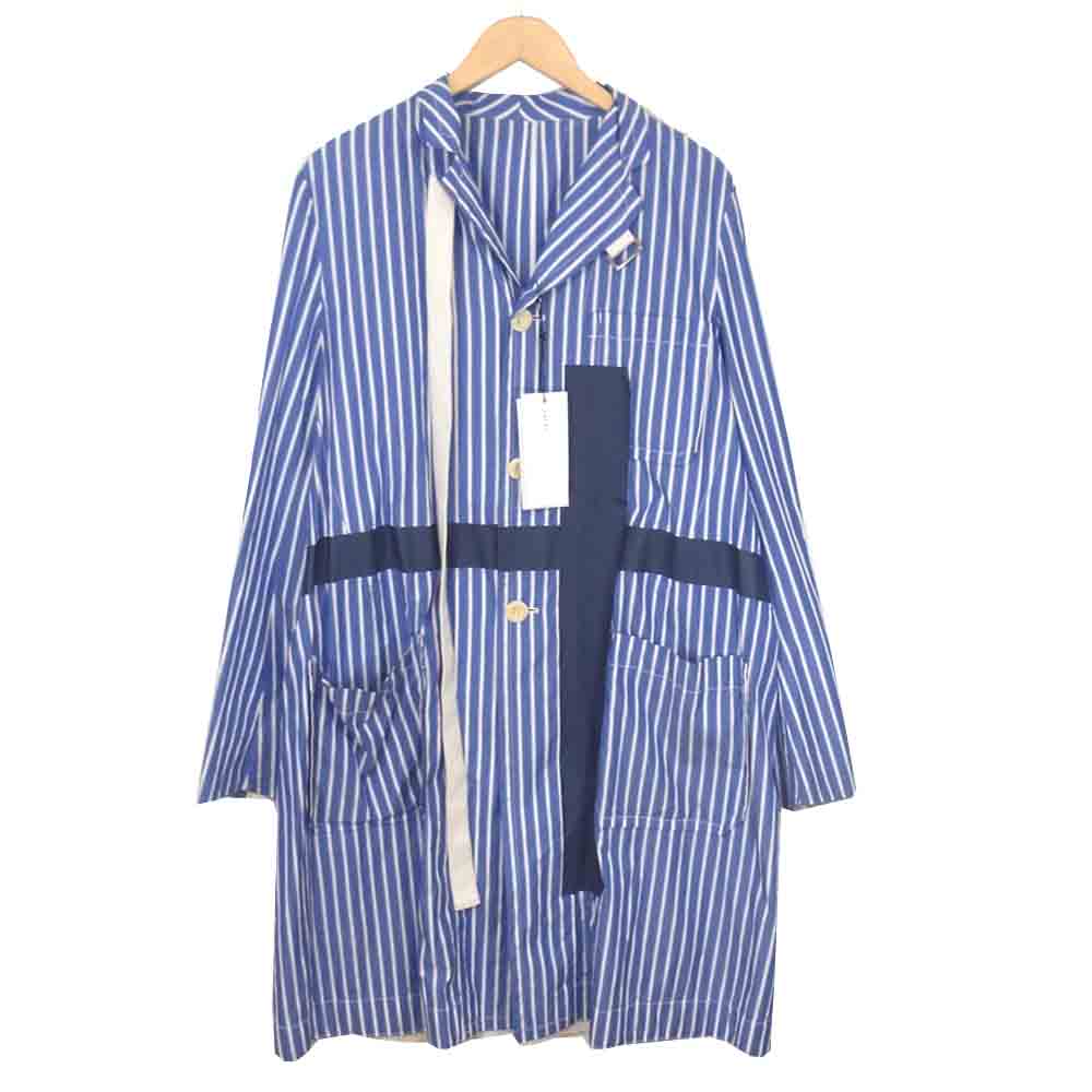 Sacai サカイ 18SS 18-01571M ベルト付き ライン デザイン コットン ストライプ シャツ ブルー系 2【中古】