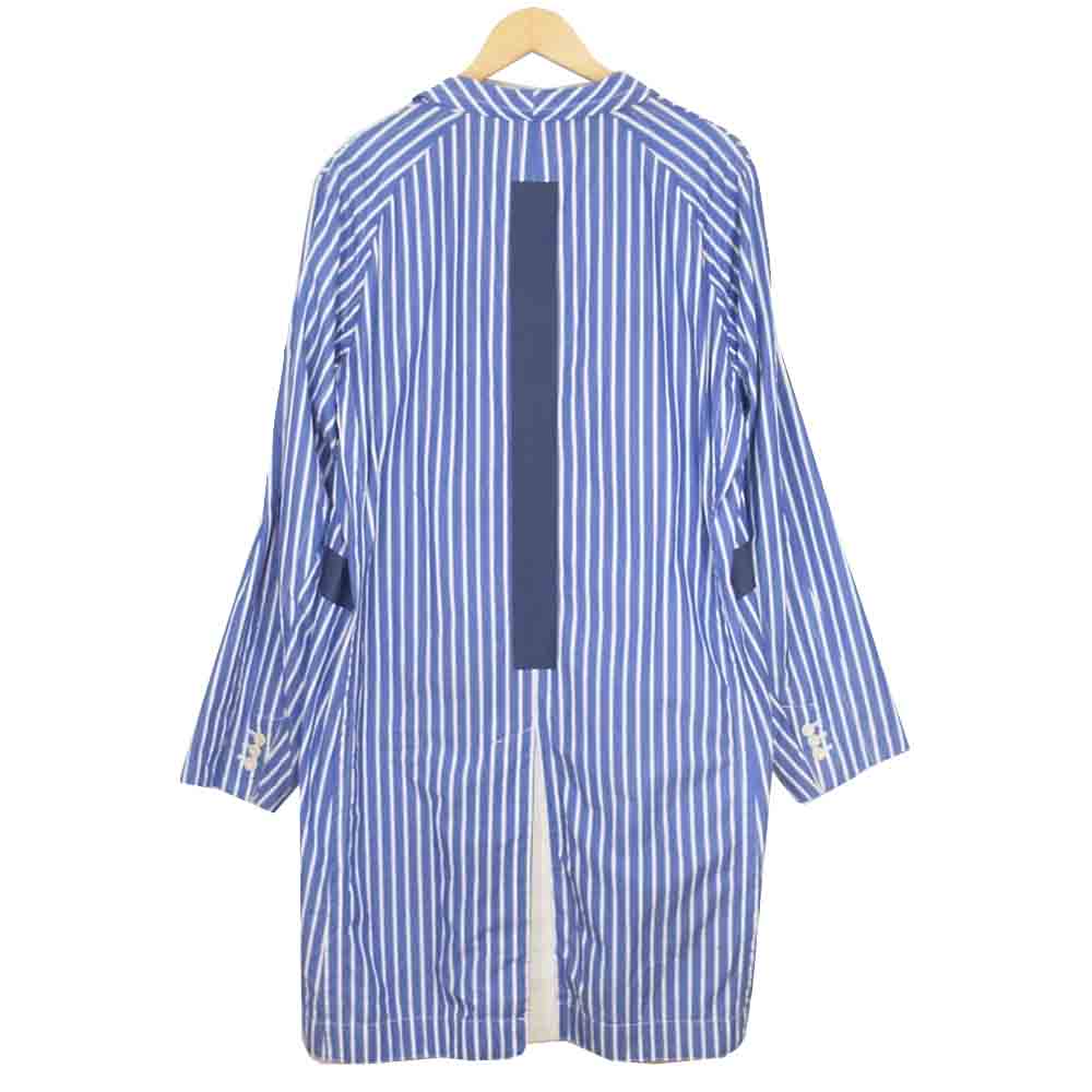 Sacai サカイ 18SS 18-01571M ベルト付き ライン デザイン コットン ストライプ シャツ ブルー系 2【中古】