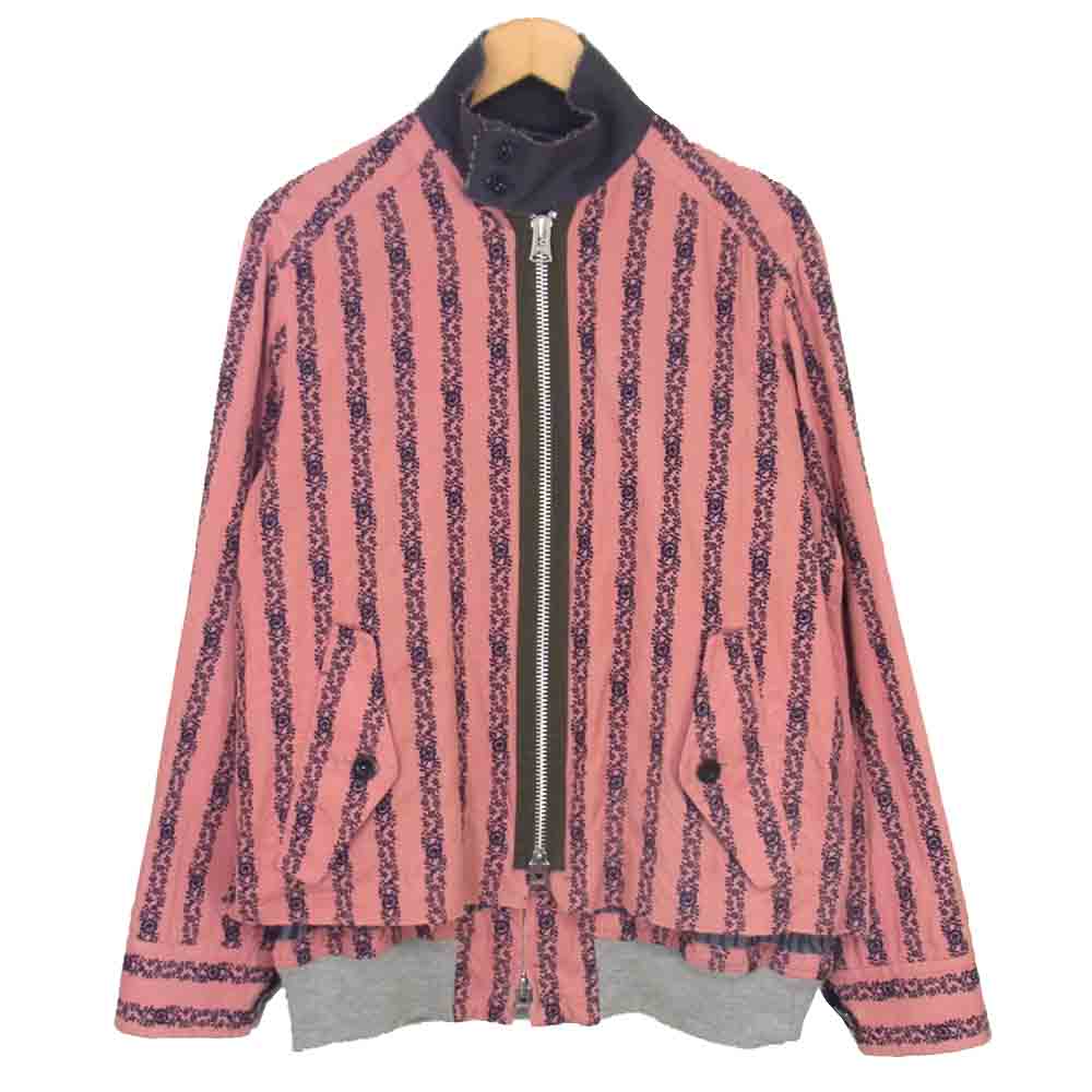 Sacai サカイ 19-01940M FLORAL EMBROIDERED CORDUROY JACKET フローラル コーデュロイ ブルゾン ピンク系 2【中古】