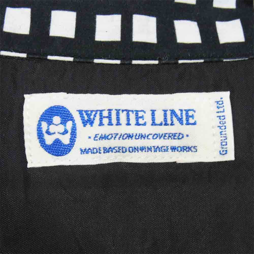 WHITE LINE ホワイトライン デザイン 開襟 オープンカラー 長袖 シャツ ブラック×ホワイト系 表記無し【中古】